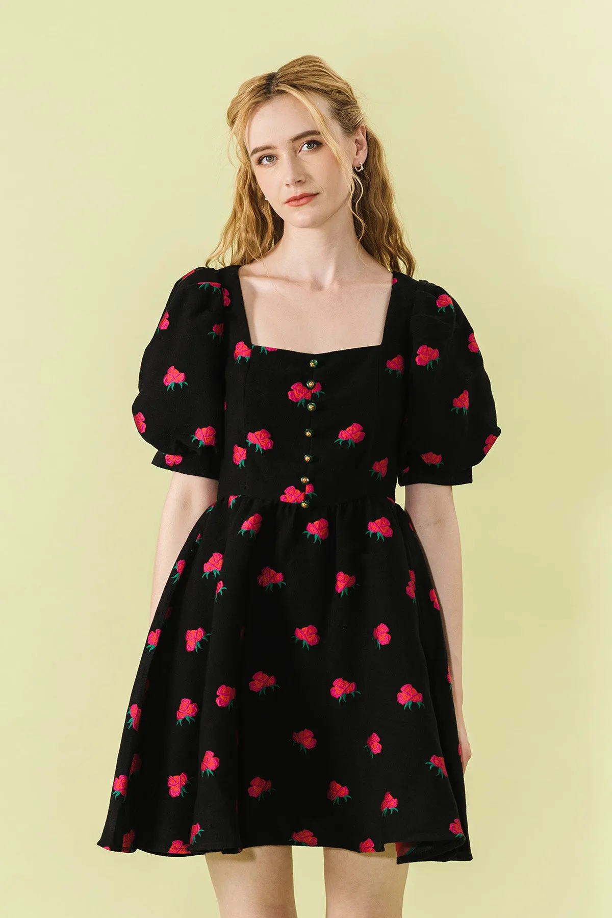 Charmitte Floral Puff Sleeve Short Dress