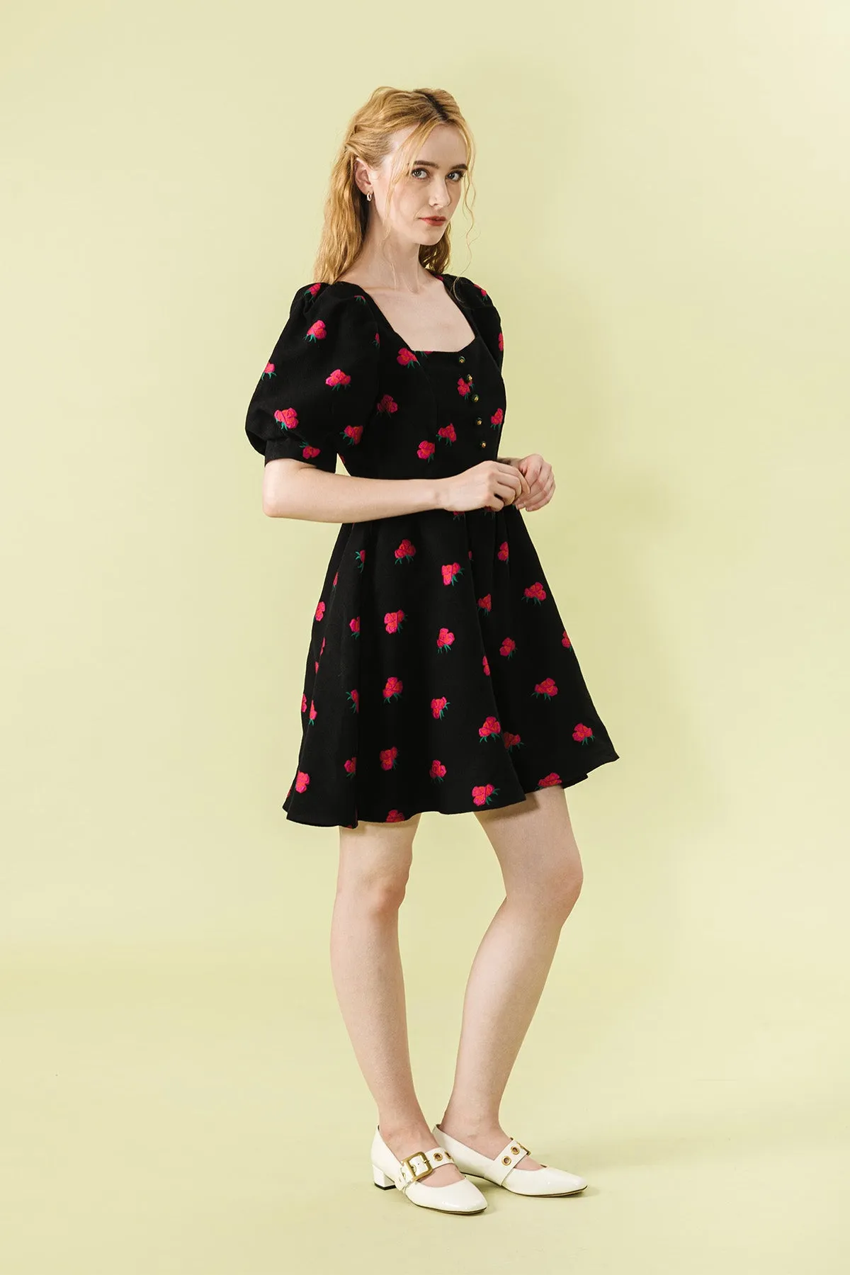 Charmitte Floral Puff Sleeve Short Dress