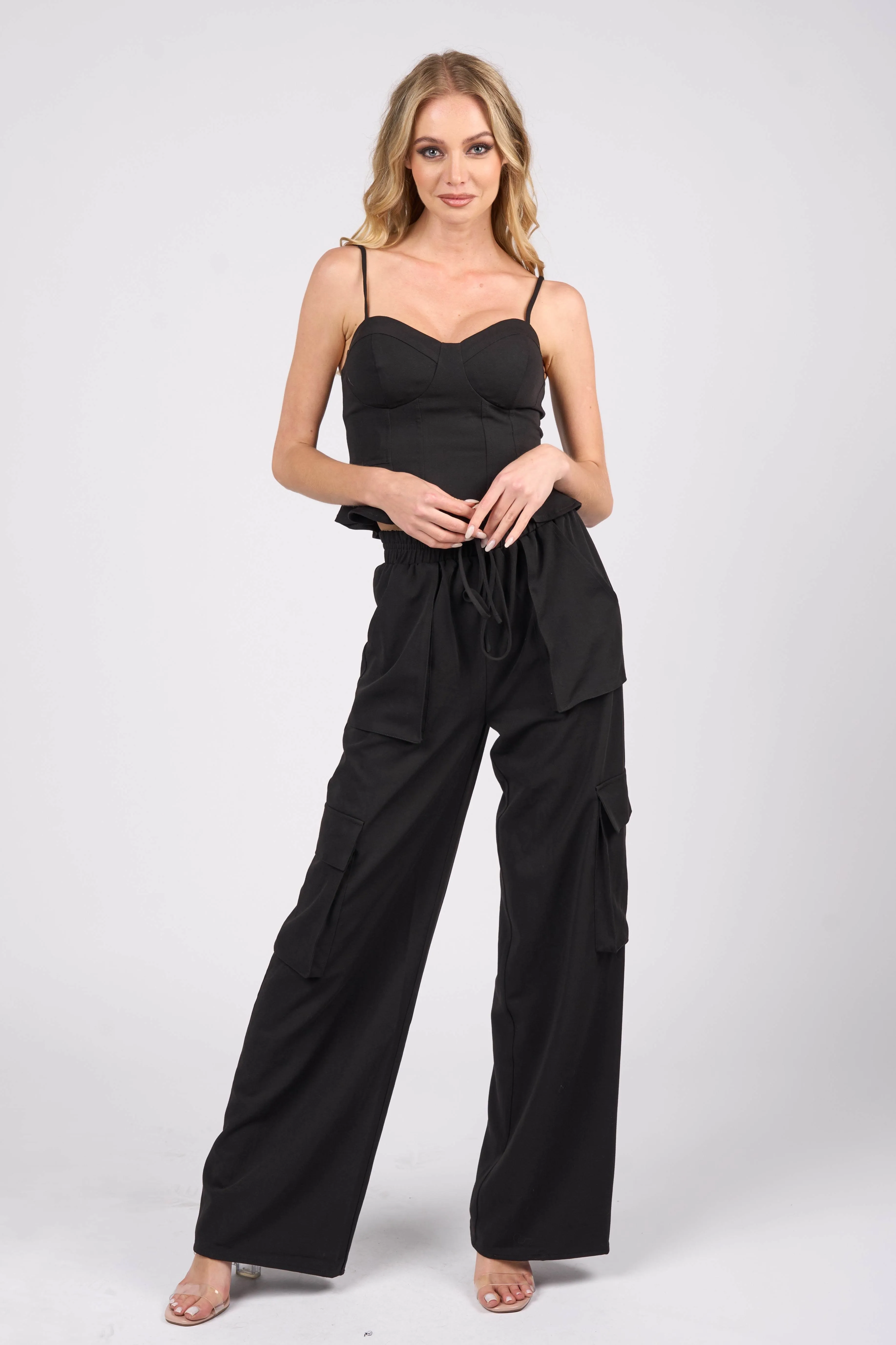 CHIC SWEETHEART CAMI TOP & CARGO PANTS SET