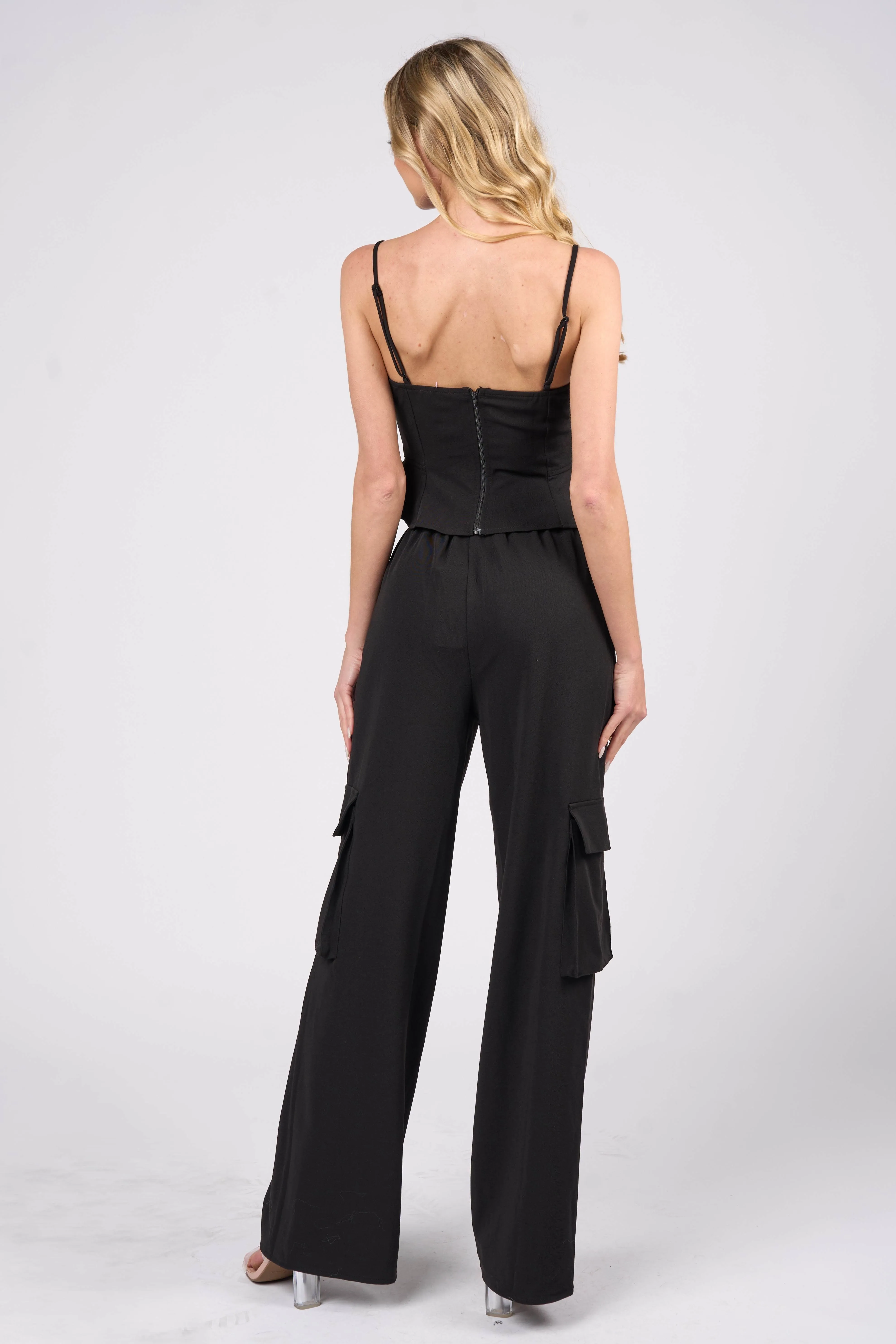 CHIC SWEETHEART CAMI TOP & CARGO PANTS SET