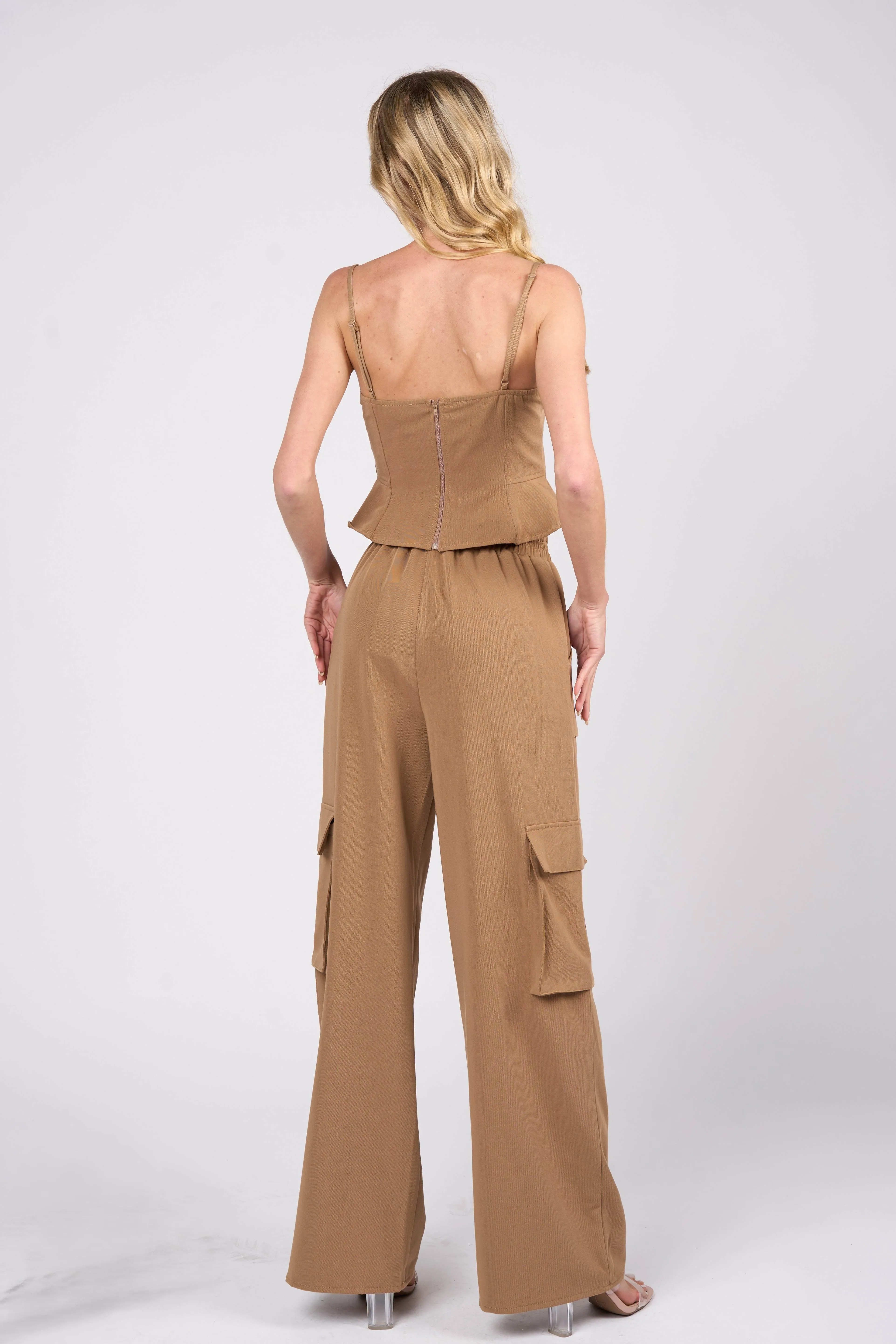 CHIC SWEETHEART CAMI TOP & CARGO PANTS SET
