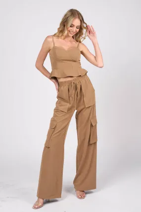 CHIC SWEETHEART CAMI TOP & CARGO PANTS SET