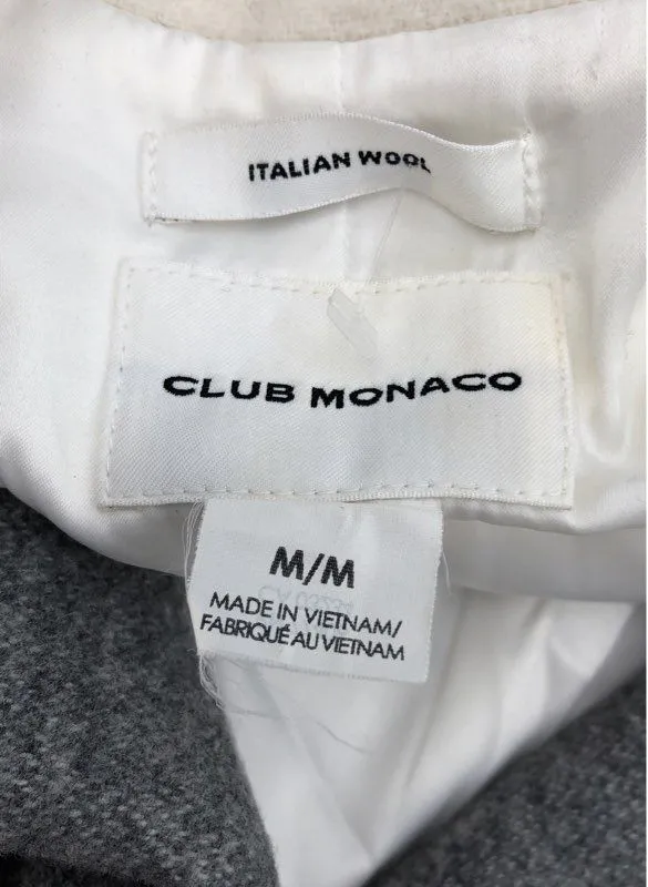 Club Monaco Women's White Gray Wool Overcoat - Size M