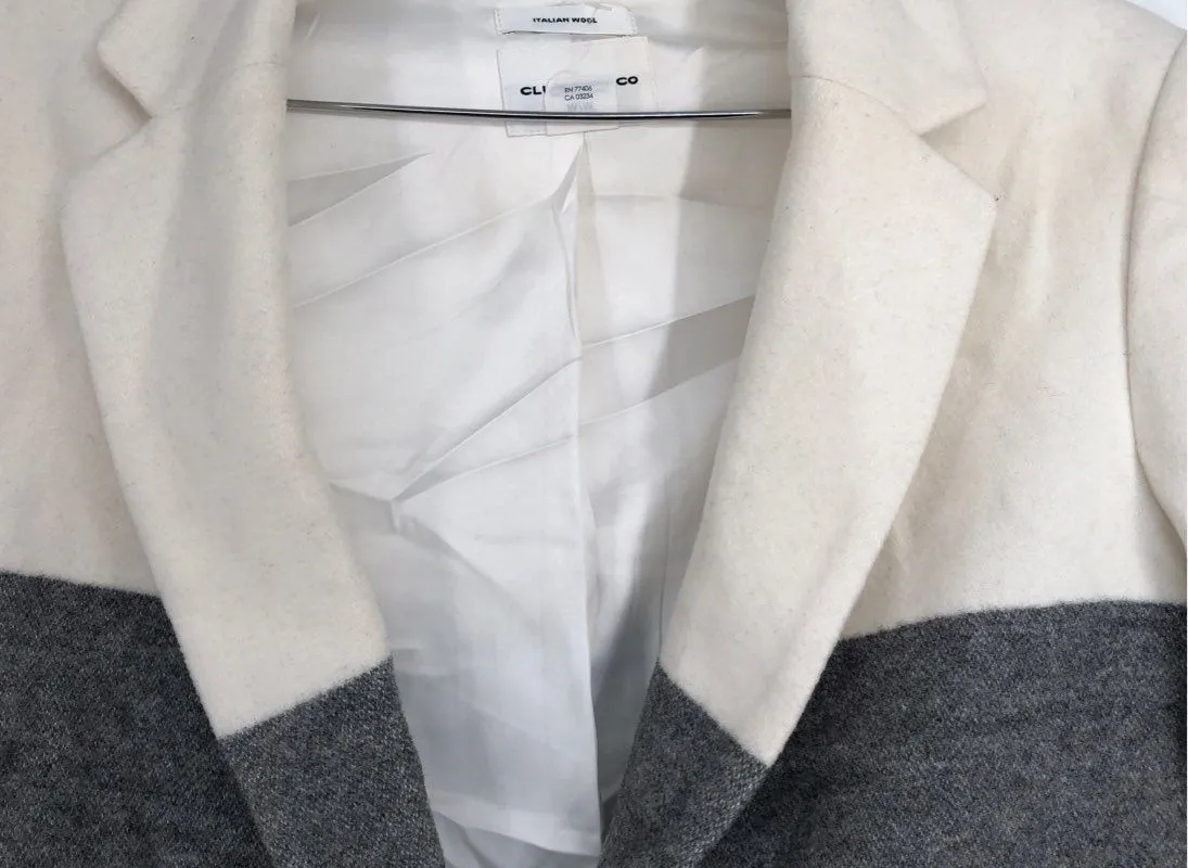 Club Monaco Women's White Gray Wool Overcoat - Size M