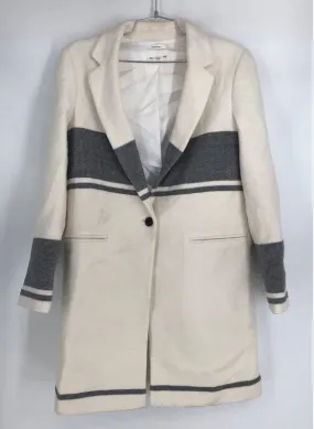 Club Monaco Women's White Gray Wool Overcoat - Size M