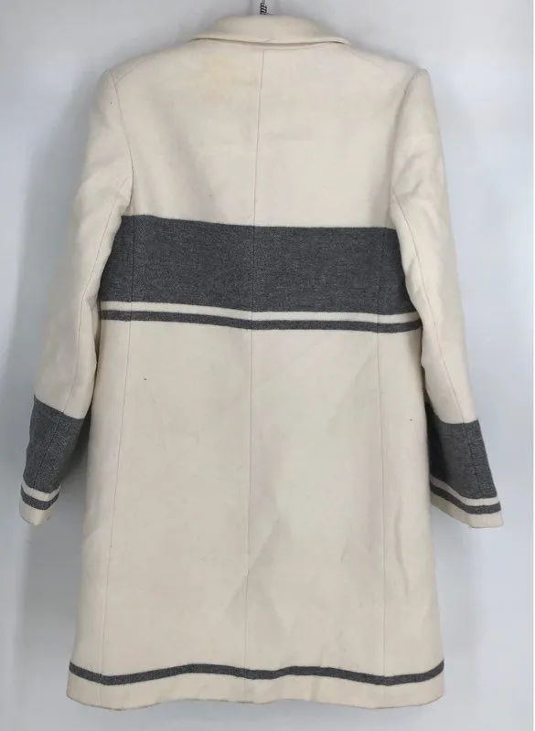 Club Monaco Women's White Gray Wool Overcoat - Size M