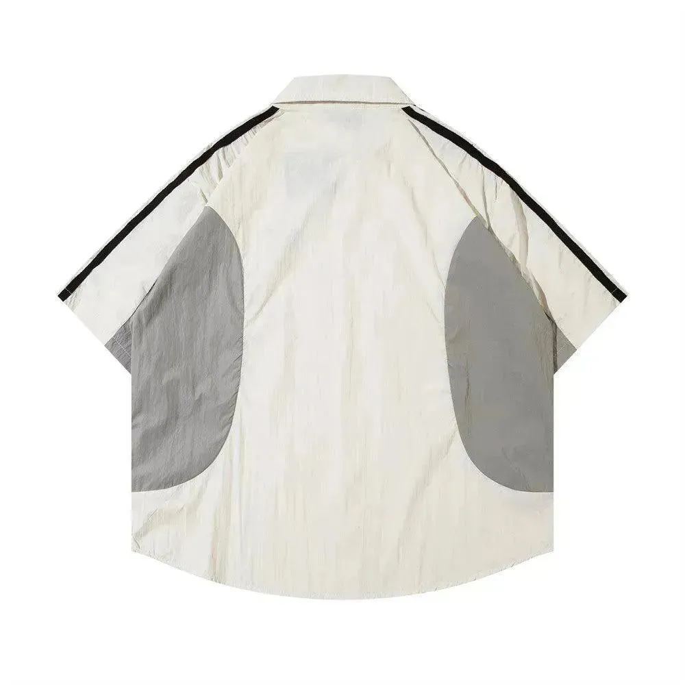 Color Contrast Patchwork Loose Shirt