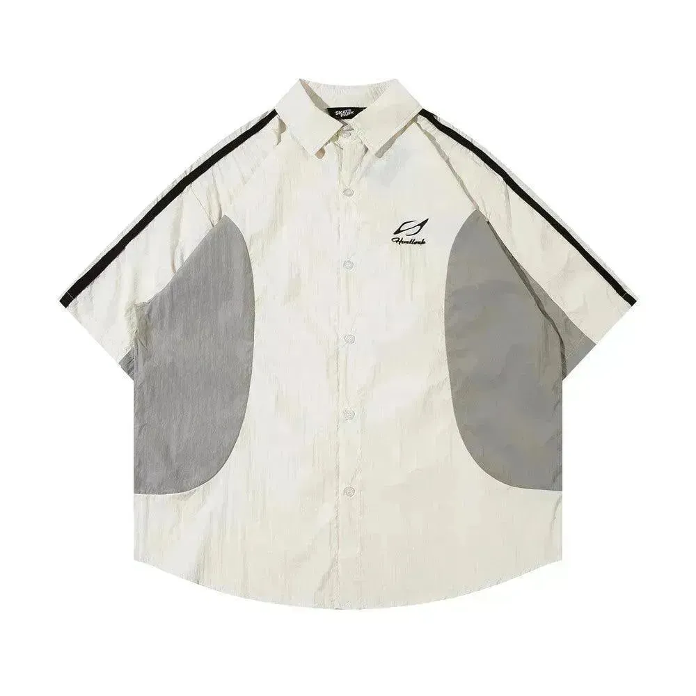 Color Contrast Patchwork Loose Shirt