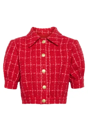 Cove Cropped Tweed Jacket | Red / Hot Pink Plaid