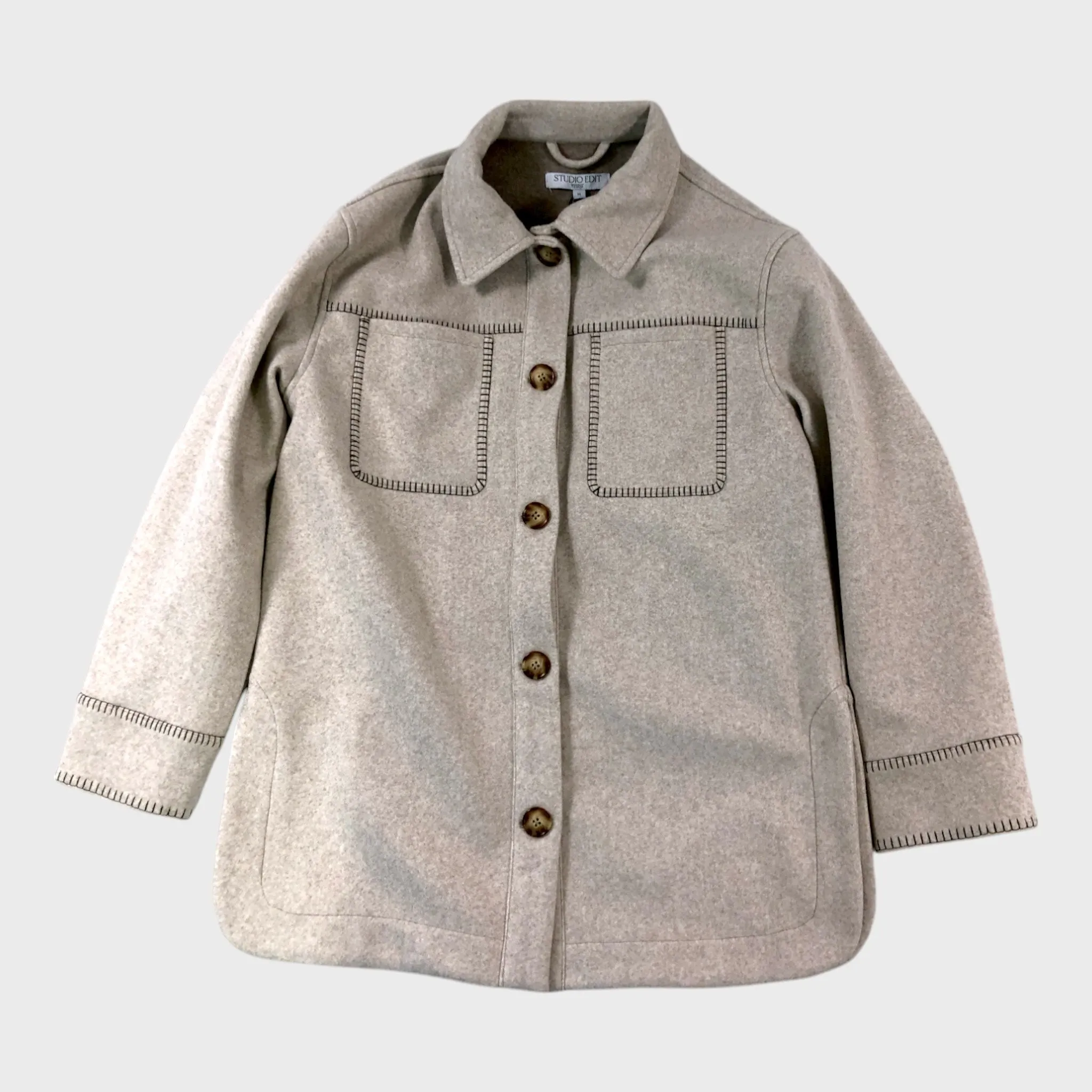 Cream Thread Detail Shacket - Size 12