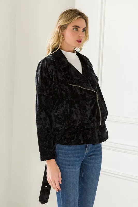 Crushed Velvet Moto Jacket
