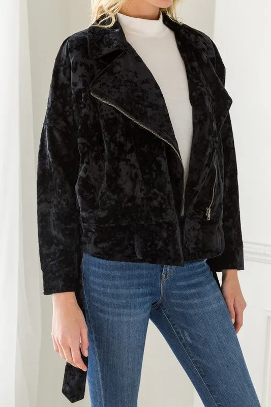 Crushed Velvet Moto Jacket