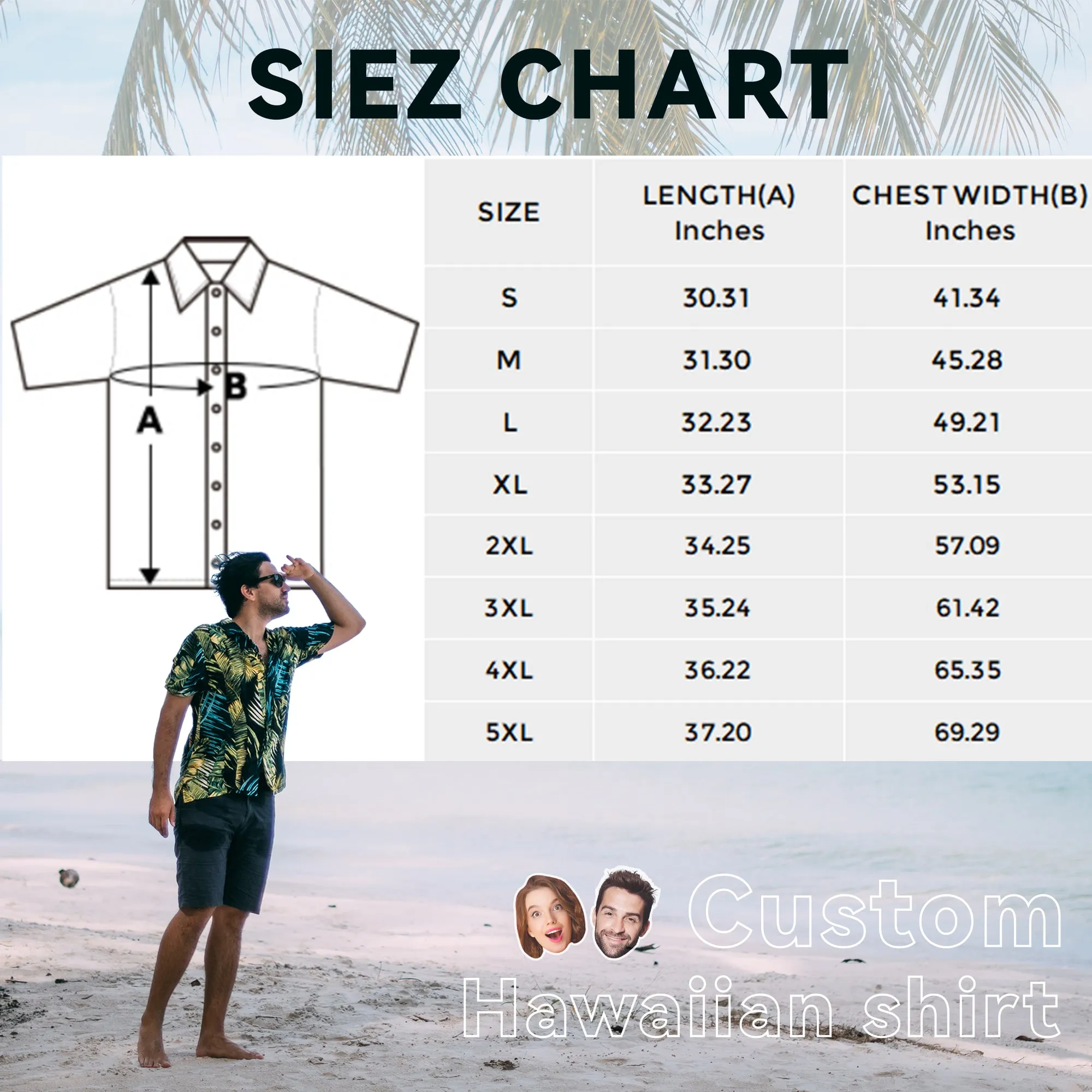 Custom Face Men's Hawaii Button Shirt Flamingo Sexy Casual Everyday Aloha Shirt