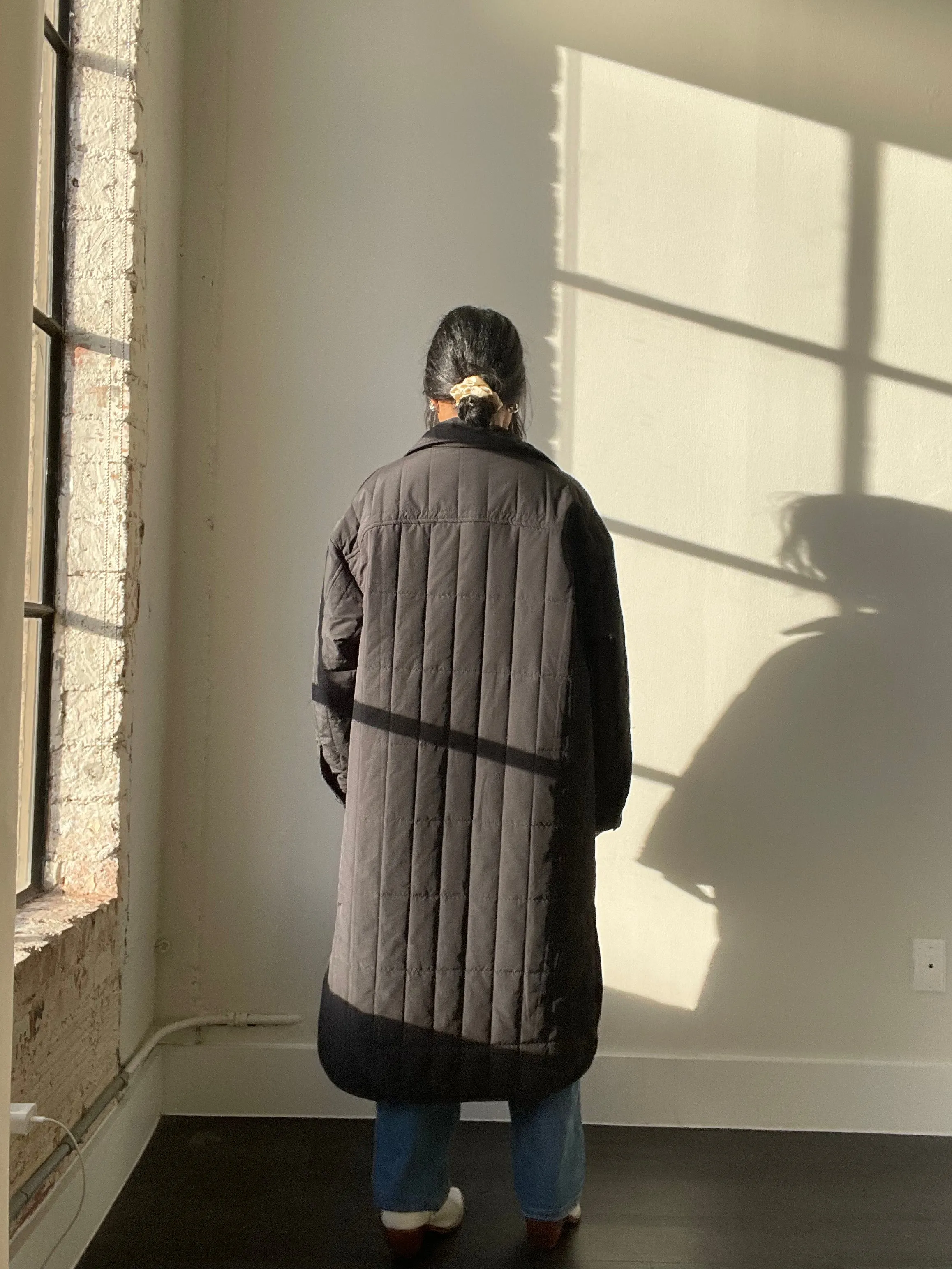 David Maxi Snap Overcoat In Black