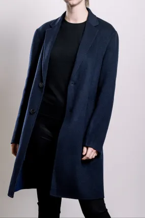 Demi-Couture Wool & Silk Overcoat -  Dark Navy
