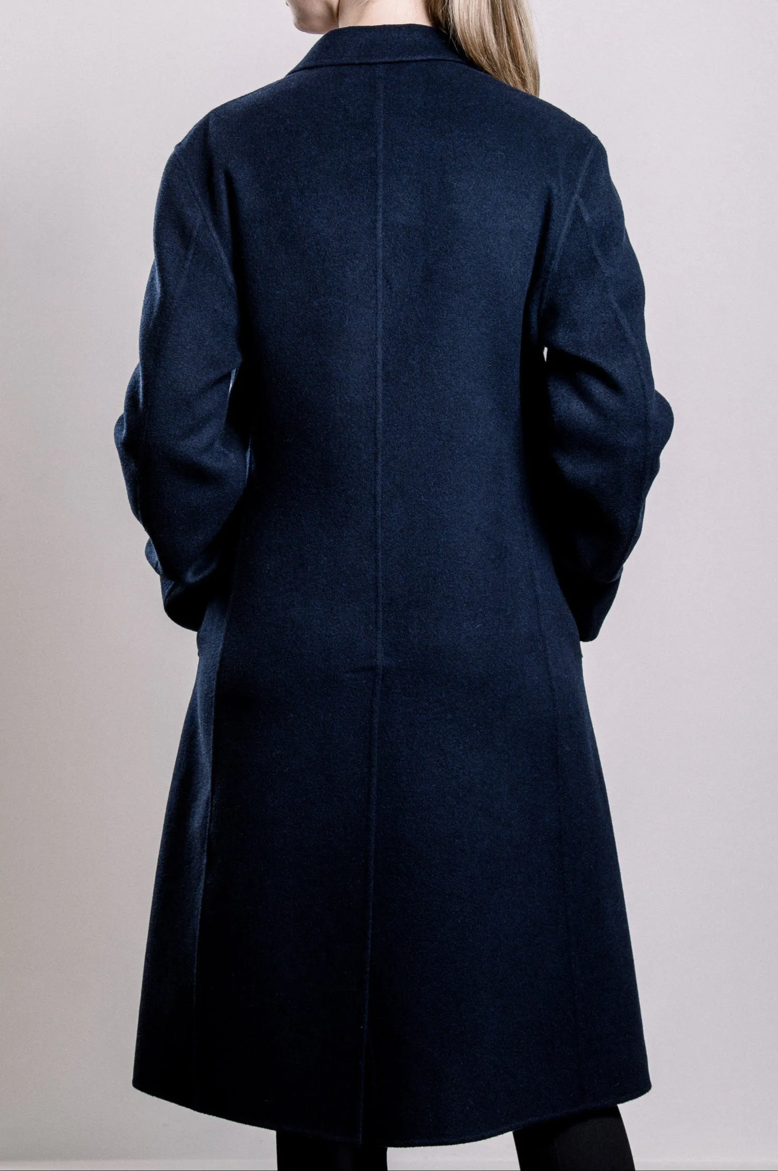 Demi-Couture Wool & Silk Overcoat -  Dark Navy
