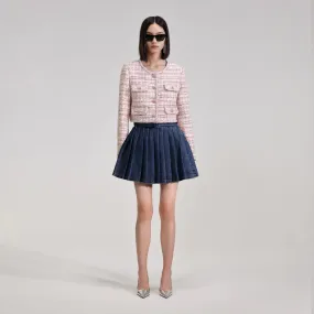 Denim Pleated Mini Skirt - Self-Portrait