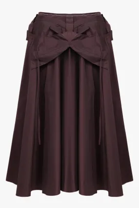 Disassembled Pleat Midi Skirt | Burgundy