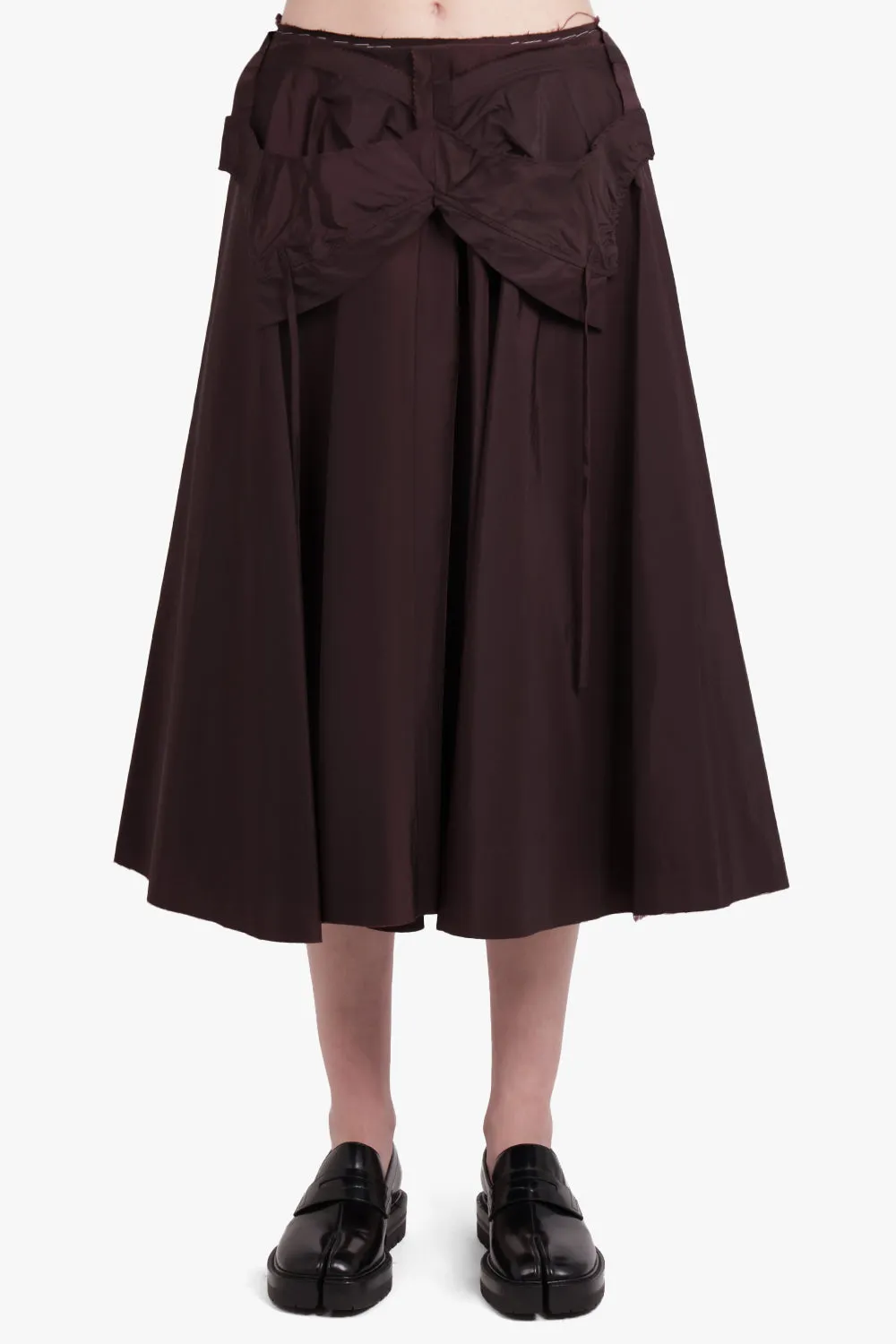 Disassembled Pleat Midi Skirt | Burgundy