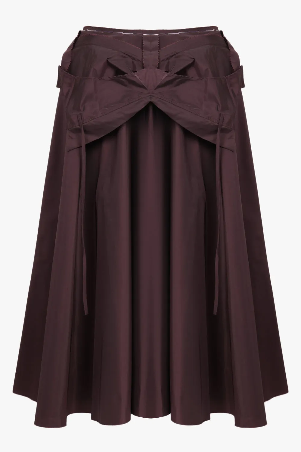 Disassembled Pleat Midi Skirt | Burgundy