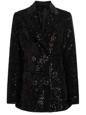 Double Breasted Sequined Velvet Blazer