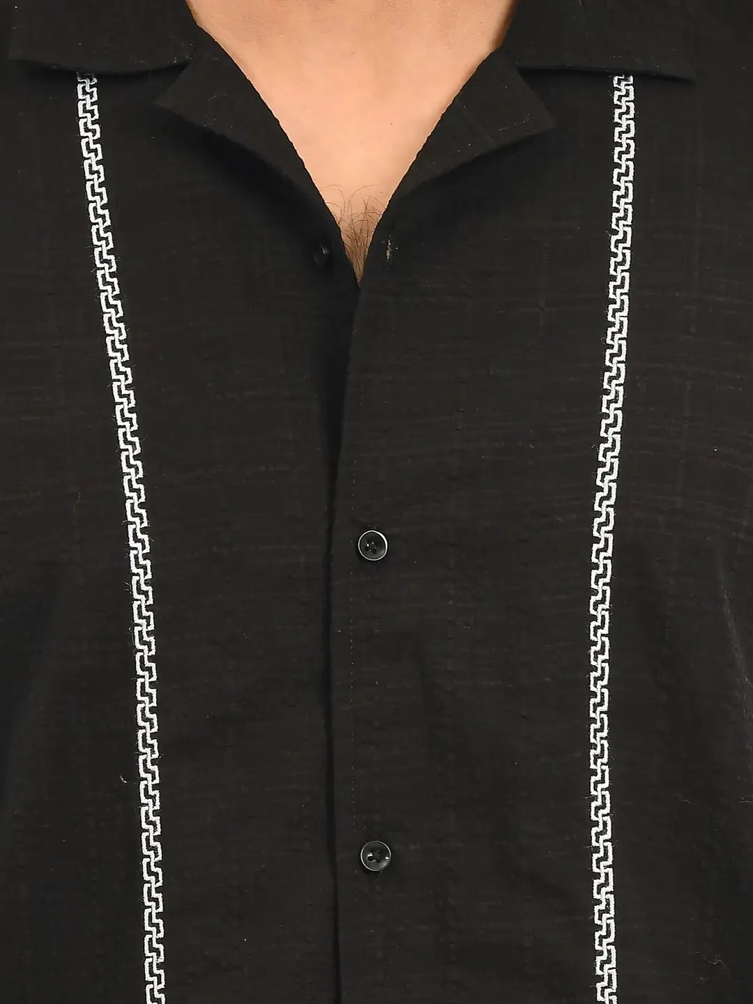 Embroidered Camp Collar Shirt