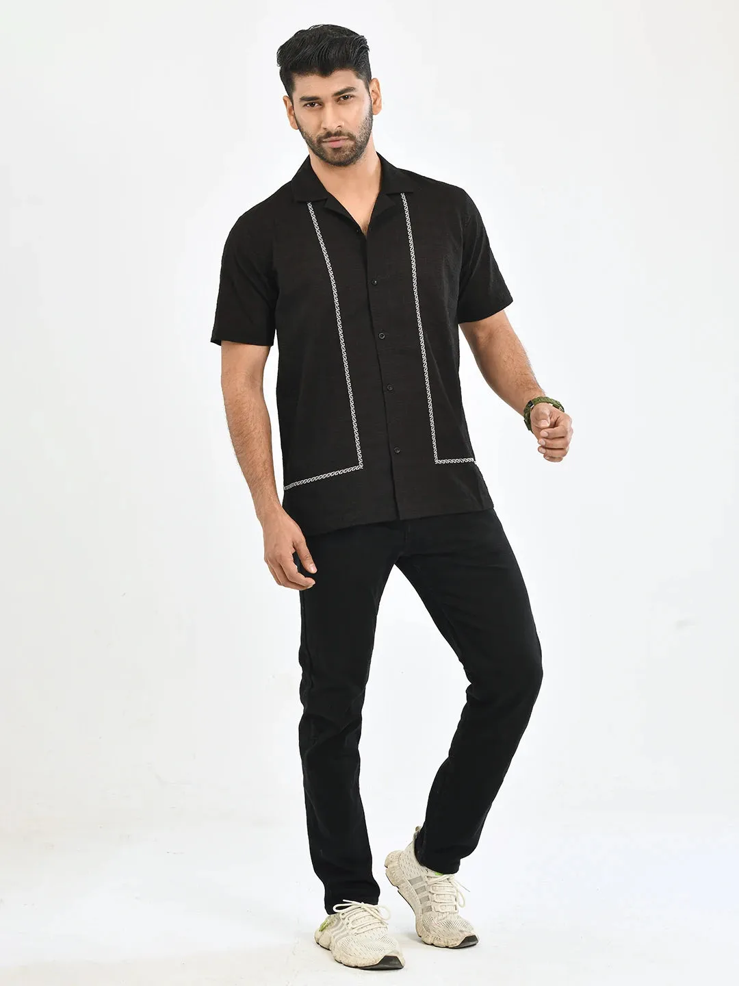 Embroidered Camp Collar Shirt