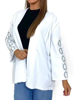 Embroidered Detail Oversized Kimono