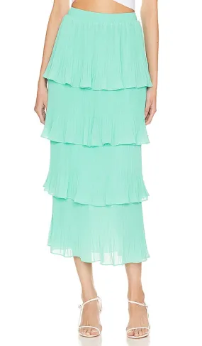 Essentiel Antwerp Dacie Pleated Midi Skirt in Teal