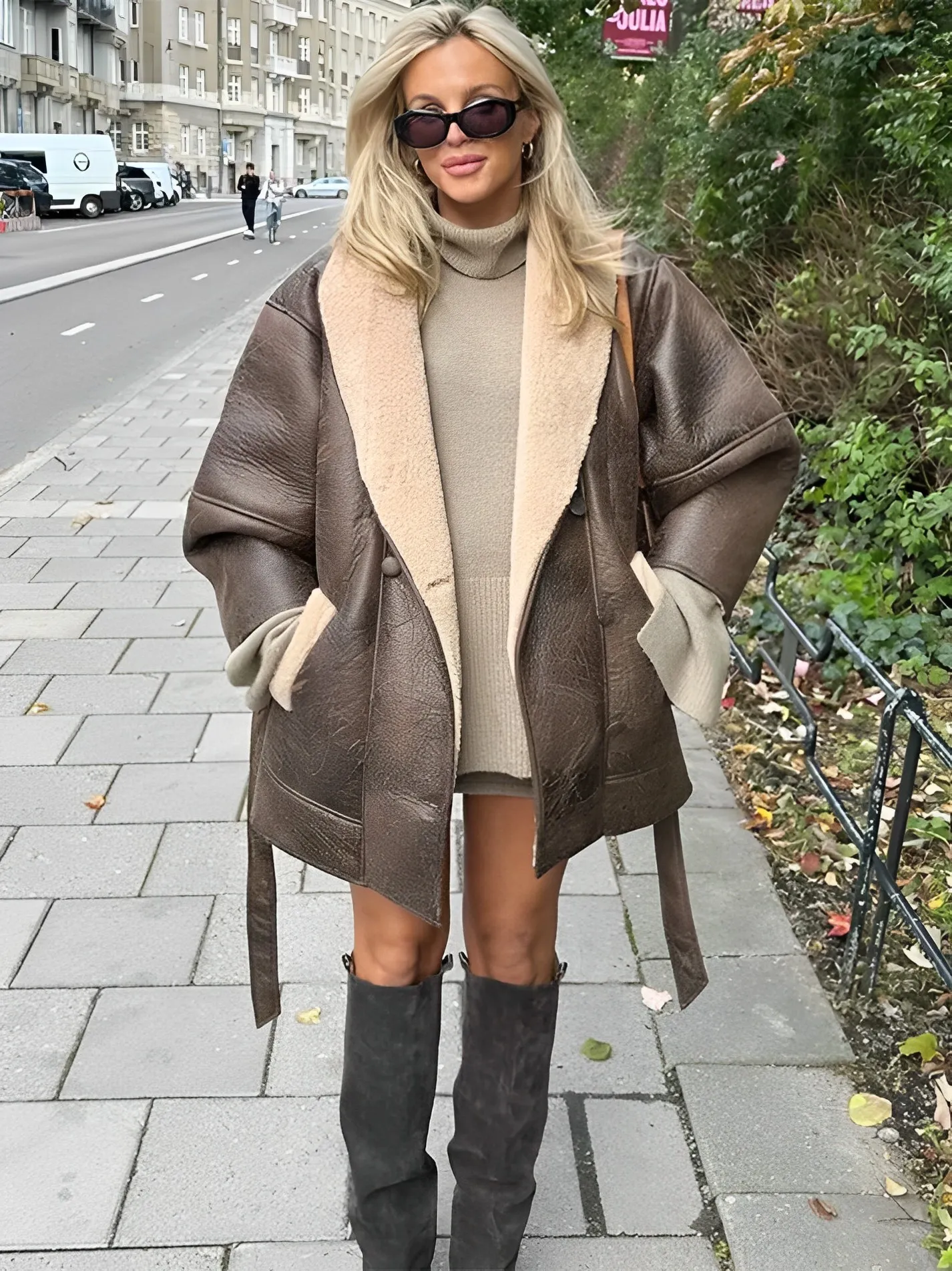 Fashion Lambswool Leather Jacket