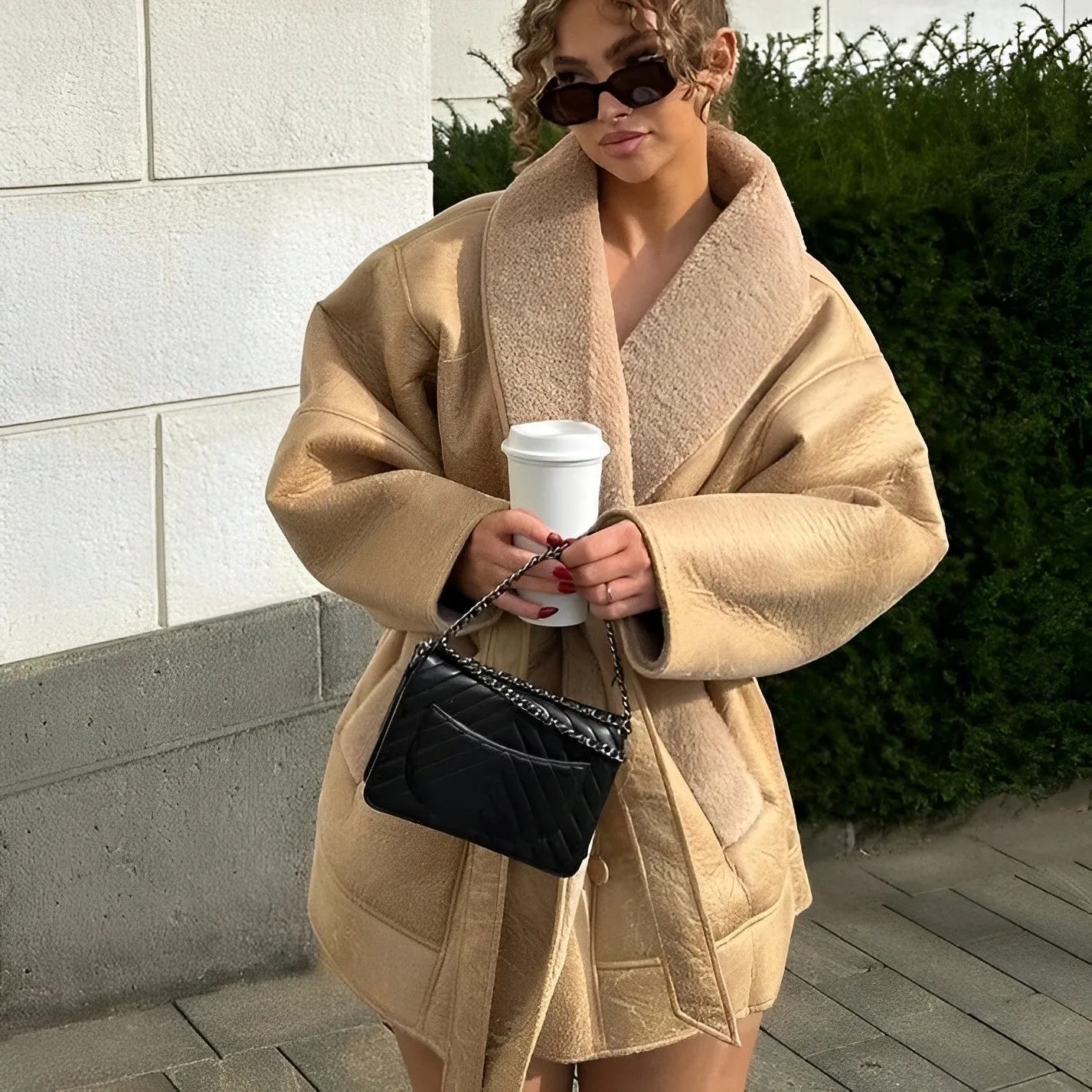 Fashion Lambswool Leather Jacket