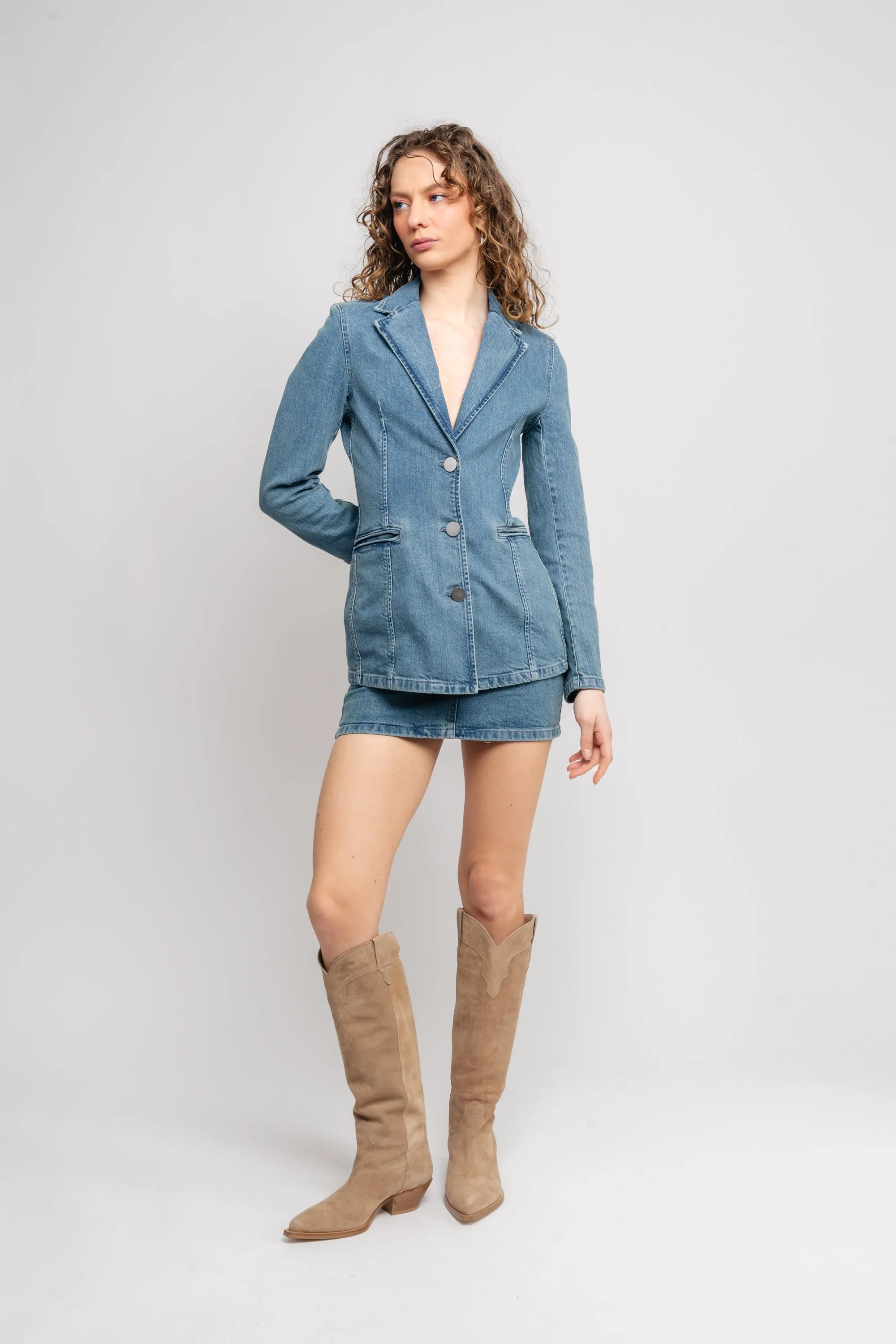 Fitted Denim Blazer - Bering Sea