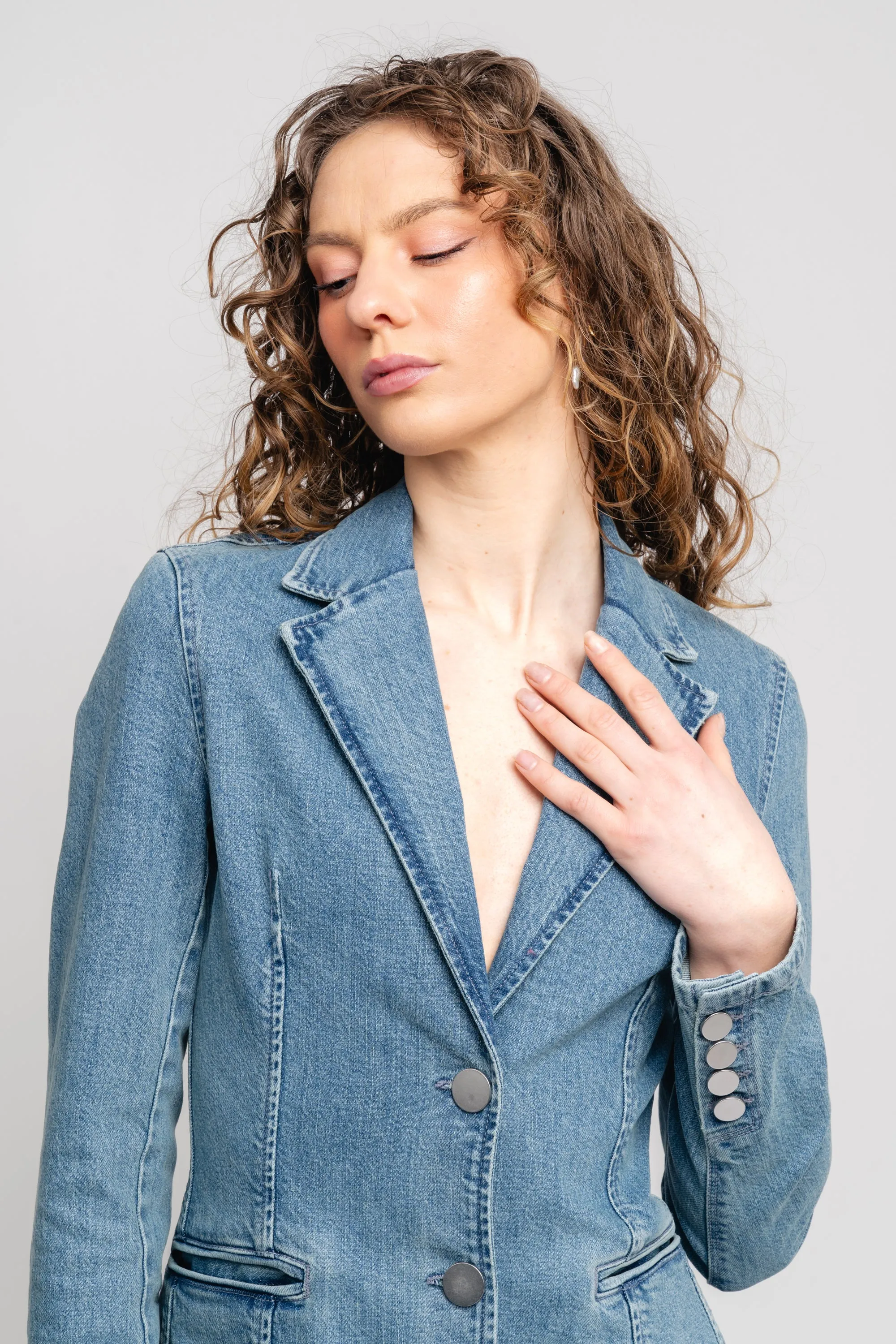 Fitted Denim Blazer - Bering Sea