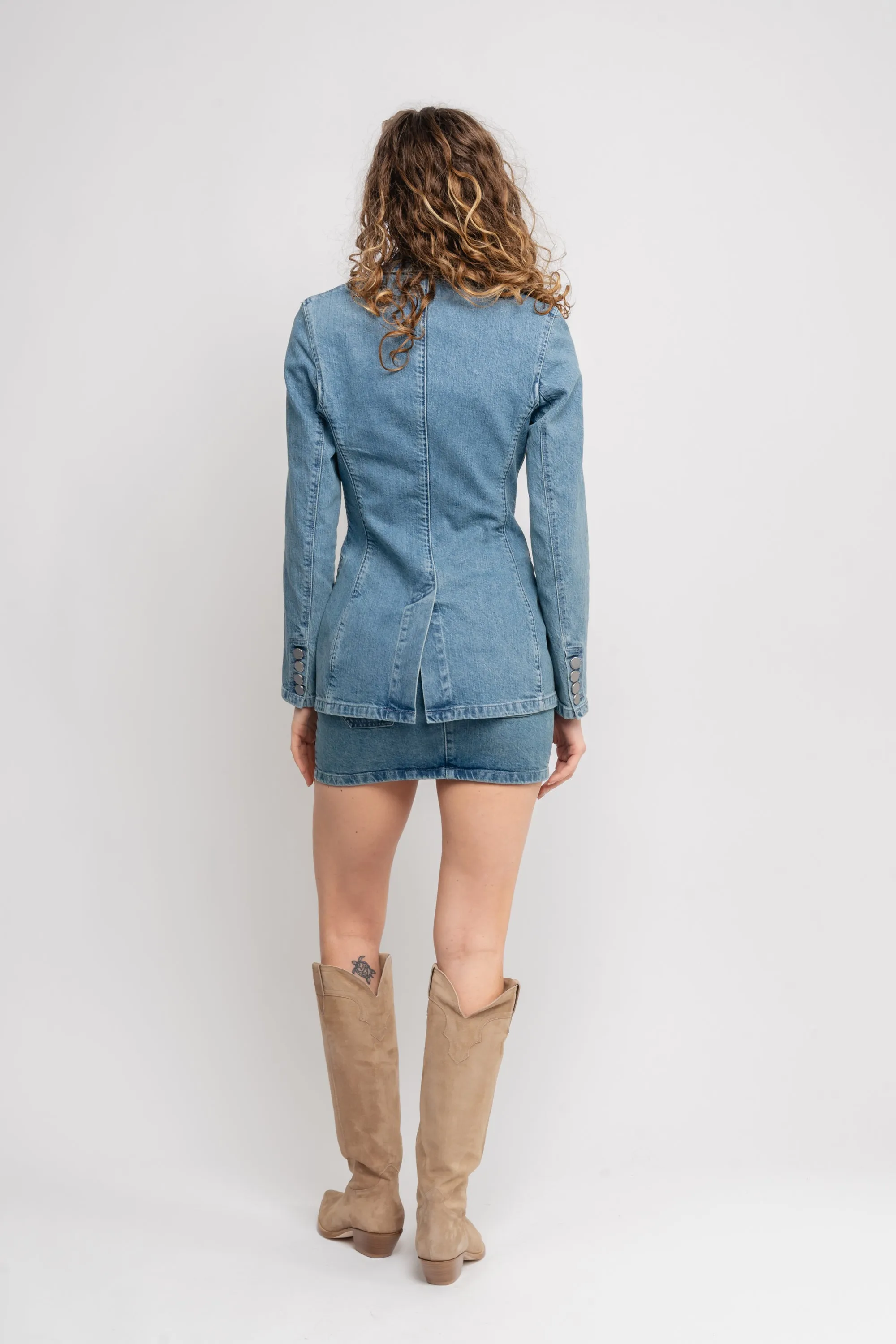 Fitted Denim Blazer - Bering Sea