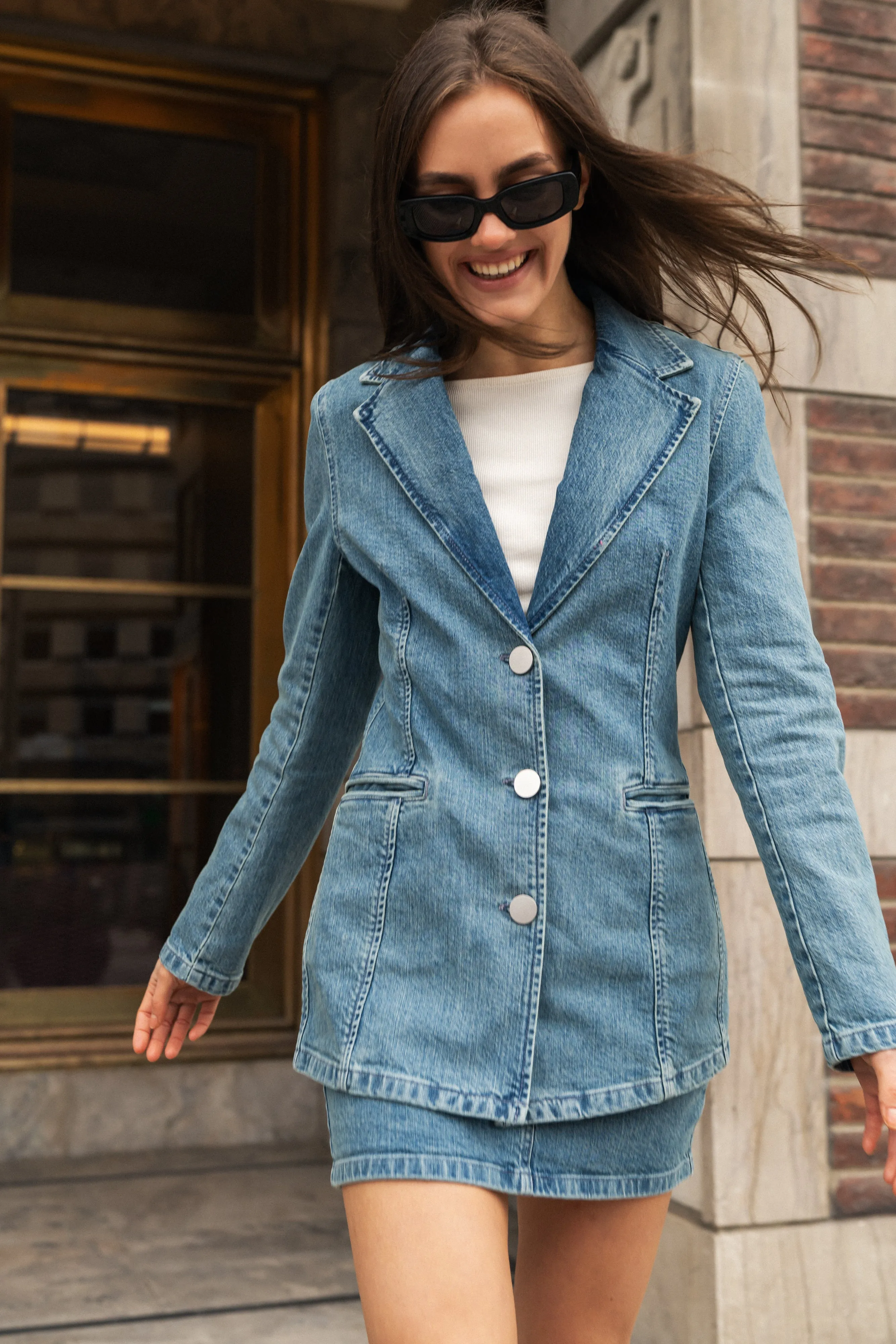 Fitted Denim Blazer - Bering Sea