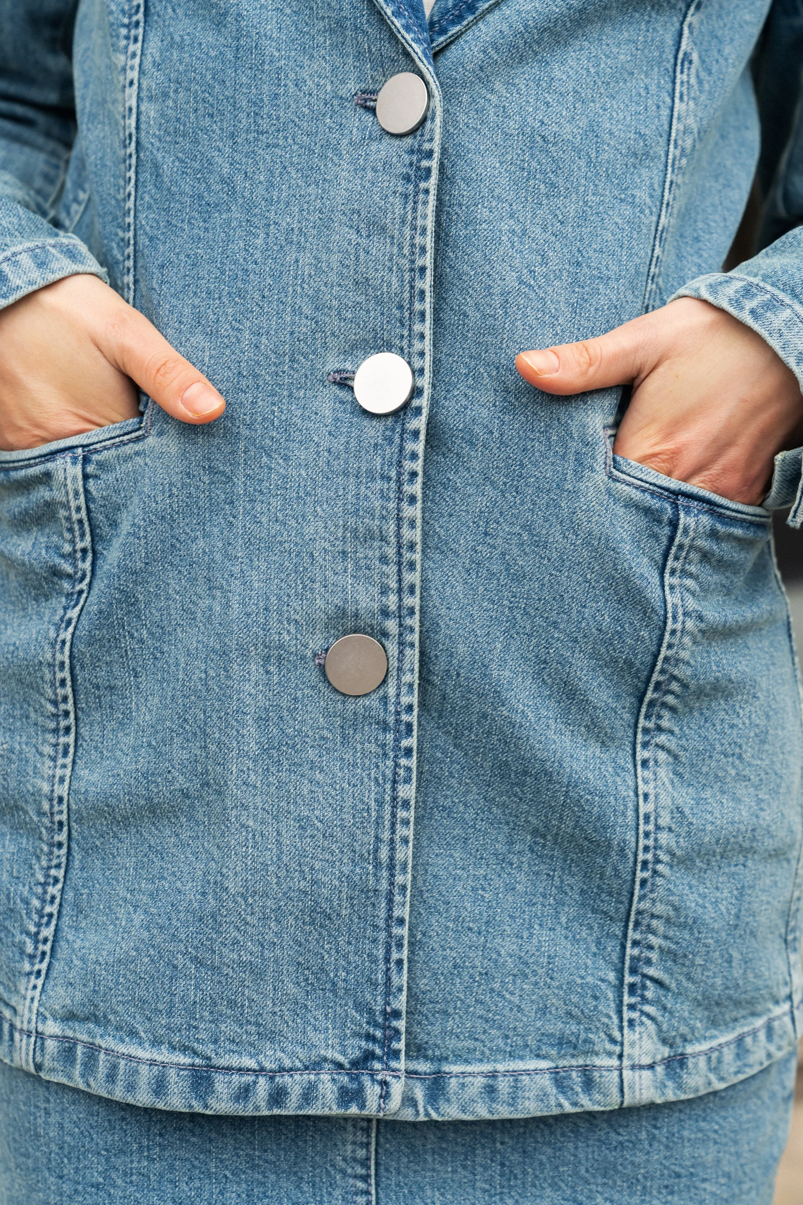 Fitted Denim Blazer - Bering Sea