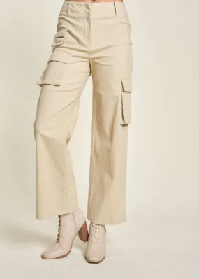 Flap Pocket Mid Rise Cargo Pants