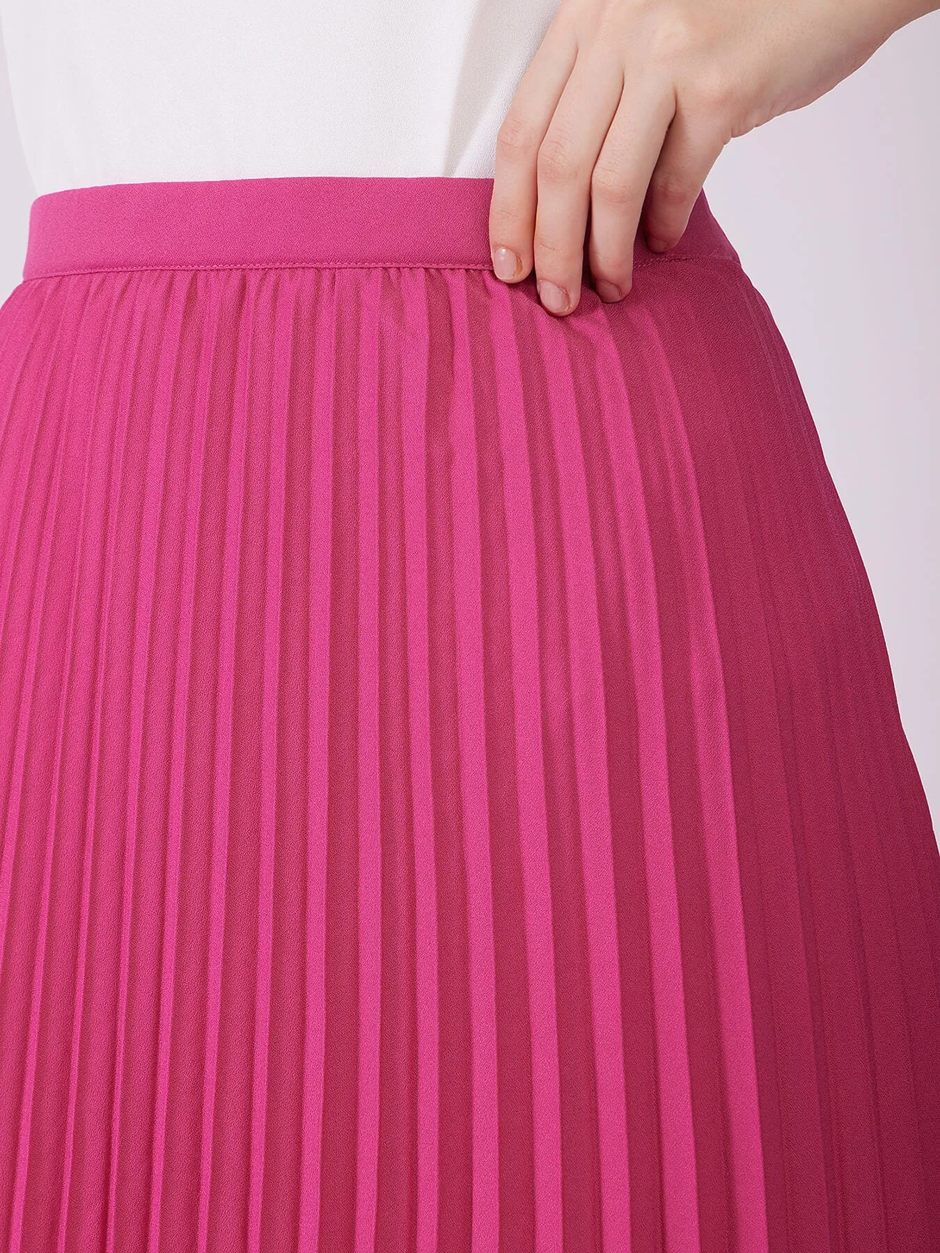 Flared Pleated Maxi Skirt - Fuchsia