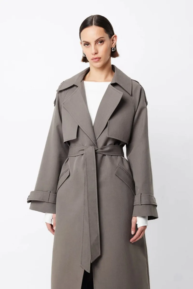 FRANKLIN TRENCH COAT-CHARCOAL