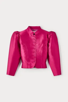 FUCHSIA Satin Puff Sleeve Jacket