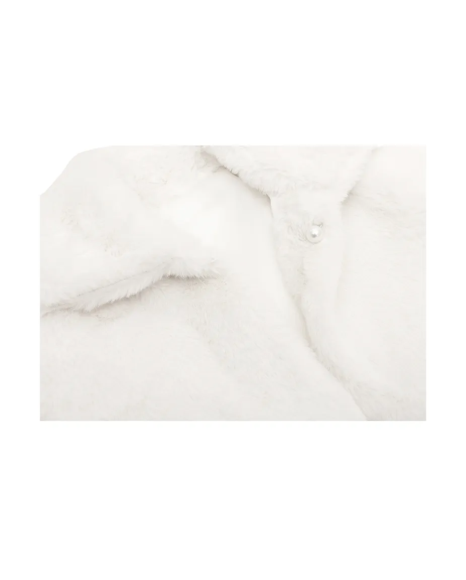 Girls Faux Fur Bolero Oversized Collar Jacket