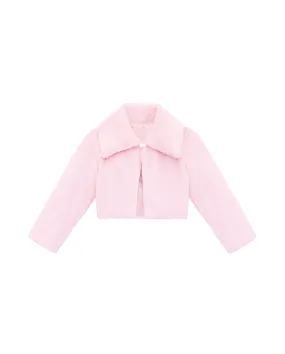 Girls Faux Fur Bolero Oversized Collar Jacket
