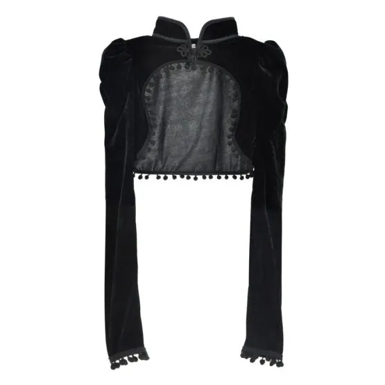Gothic Cropped Black Velvet Jacket