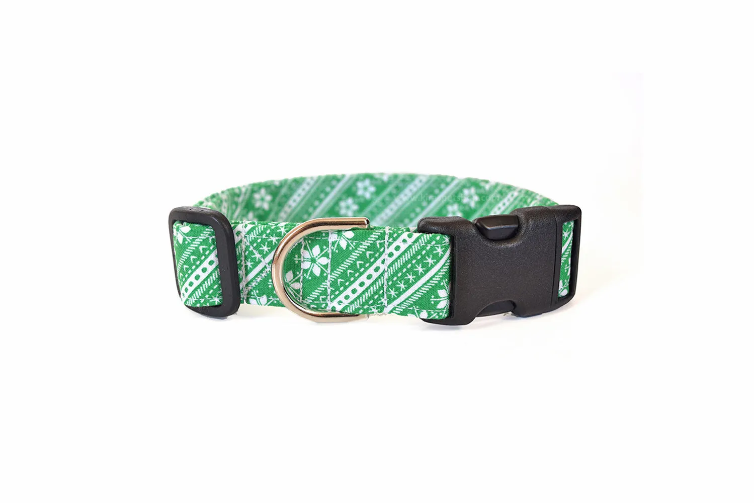 Green Nordic Stripe Winter Dog Collar