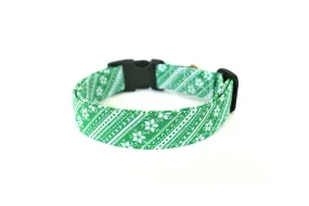 Green Nordic Stripe Winter Dog Collar