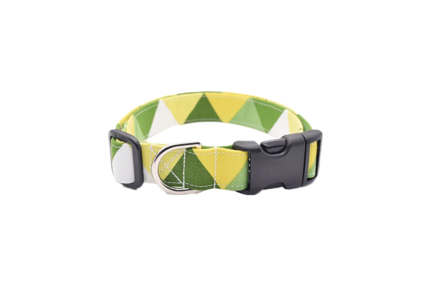 Green, Yellow & White Geometric Dog Collar