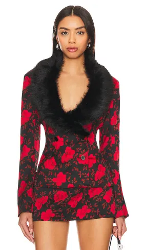 GUIZIO Murada Faux Fur Blazer in Black