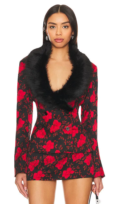 GUIZIO Murada Faux Fur Blazer in Black