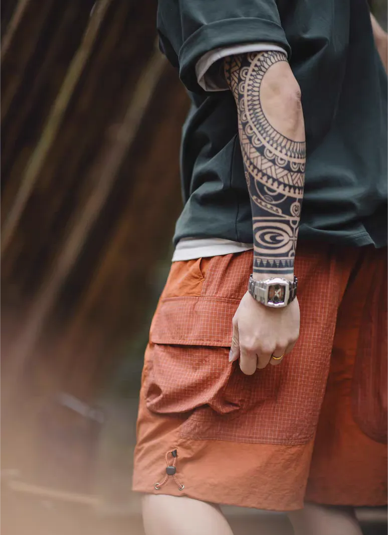 Hare - Orange Nylon summer short