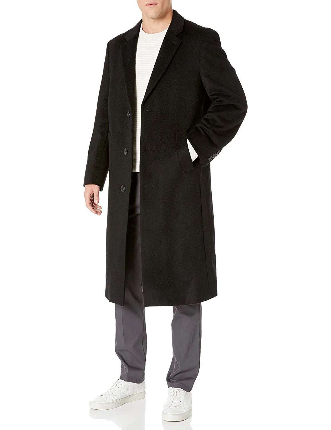 Hart Schaffner Marx Men's Single Breasted Overcoat Luxury Wool Full Length Insulated Topcoat
